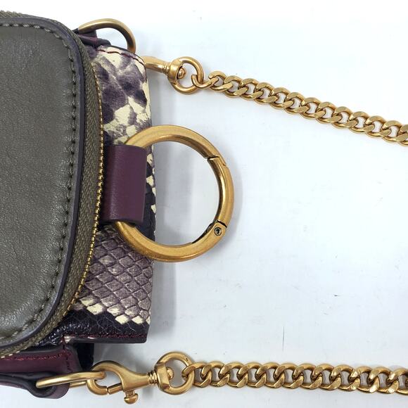 THACKER Farrow Leather Python Embossed Phone Case Crossbody Burgundy Gold - Picture 10 of 10